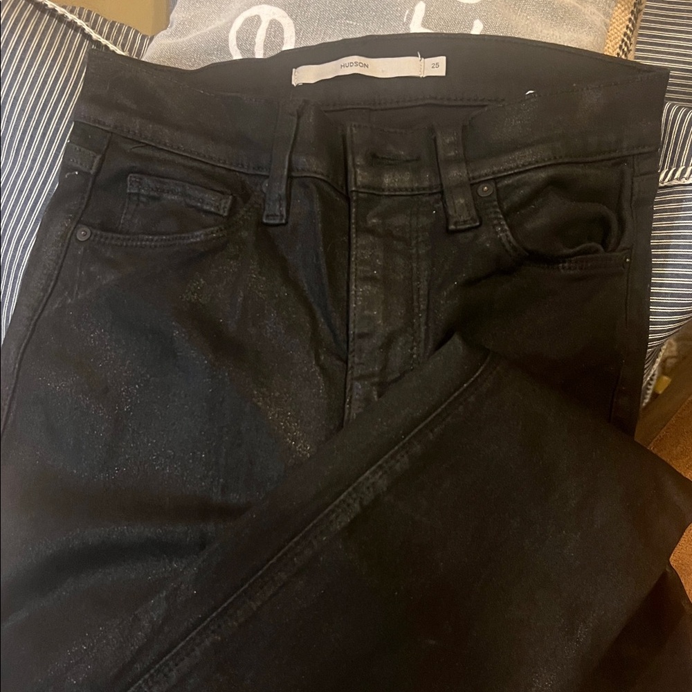Hudson Jeans in Noir Coated flare “Barbara” style